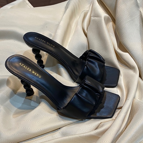 Azelea Wang Black Open Square Toe Sofi Herls - Picture 2 of 9